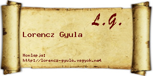 Lorencz Gyula névjegykártya